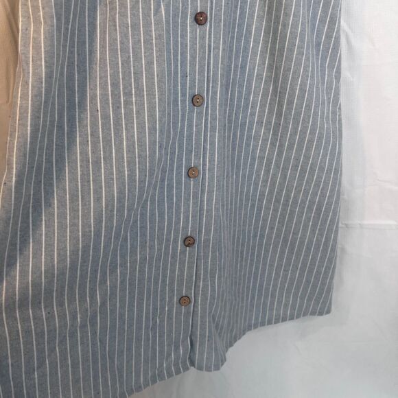 Miss Me Sleeveless Linen Blend Dress Embroidered Striped Low Back Size MD Boho - Picture 6 of 9